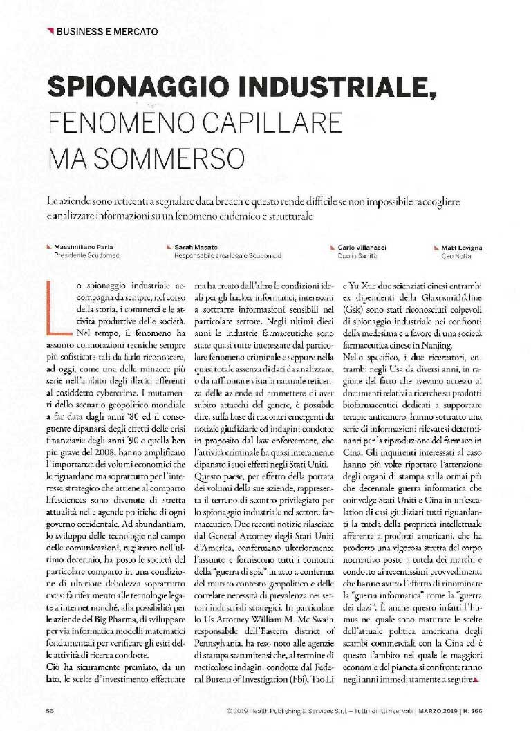 Articolo su spionaggio industriale